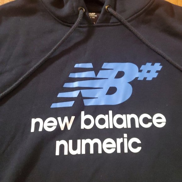 New Balance Numeric Stacked Hoodie Men Black Design Logo - Picture 2 of 5